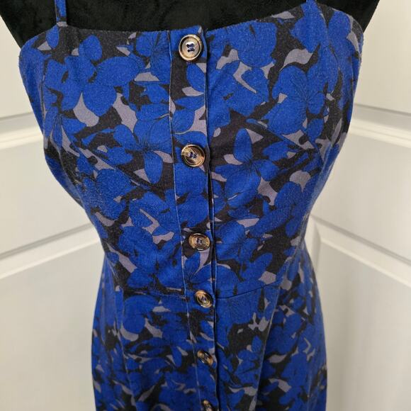 Women Berydress Floral Adjustable Straps Button Front A-Line Summer Dress Size M - Picture 2 of 6